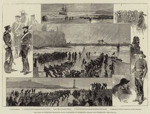 Il Duca di Edimburgo ispeziona i volontari navali a Tynemouth, Shields e Sunderland